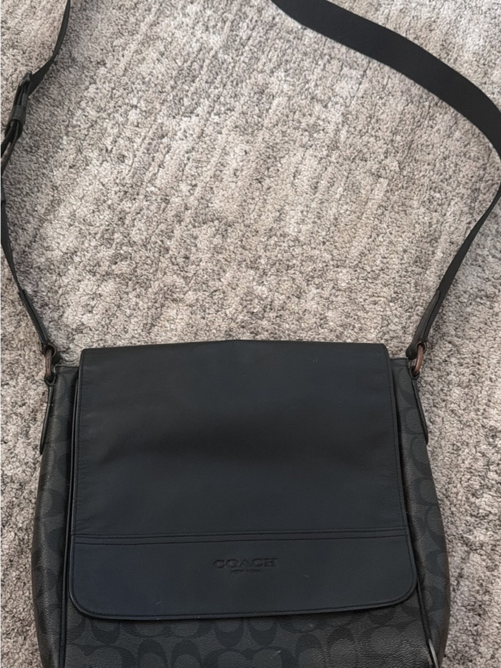 Coach Black Signature Messenger Bag for Men